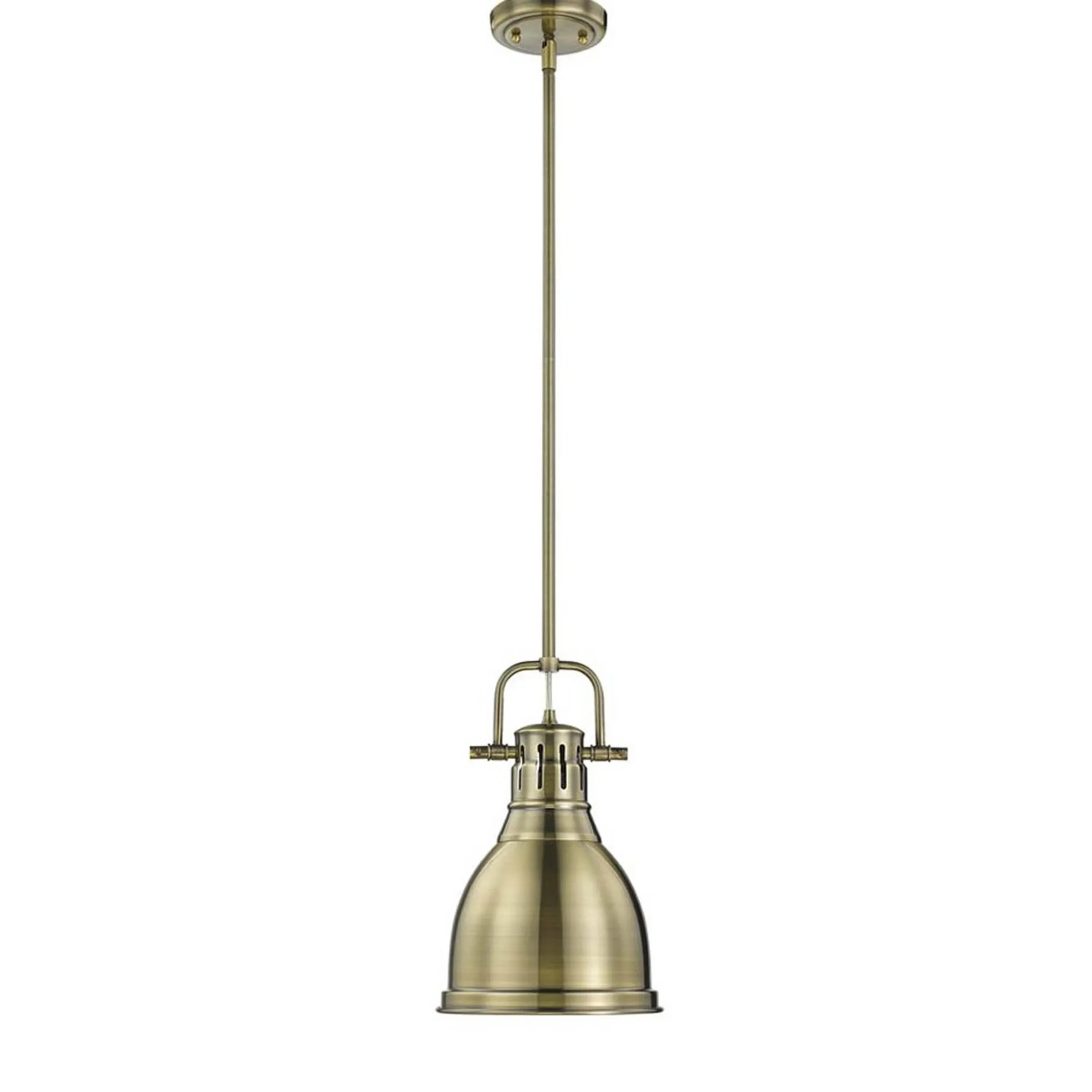 Classic Dome Shade Pendant Light with Rod - Small