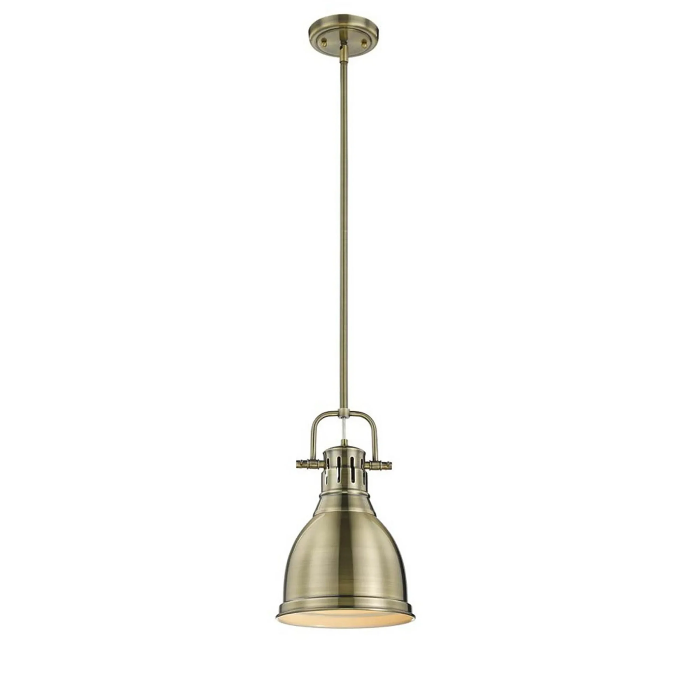Classic Dome Shade Pendant Light with Rod - Small