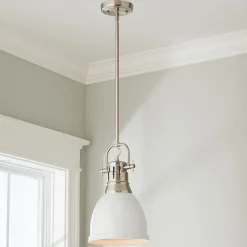 Classic Dome Shade Pendant Light with Rod - Small