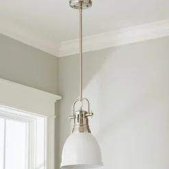 Classic Dome Shade Pendant Light with Rod - Small