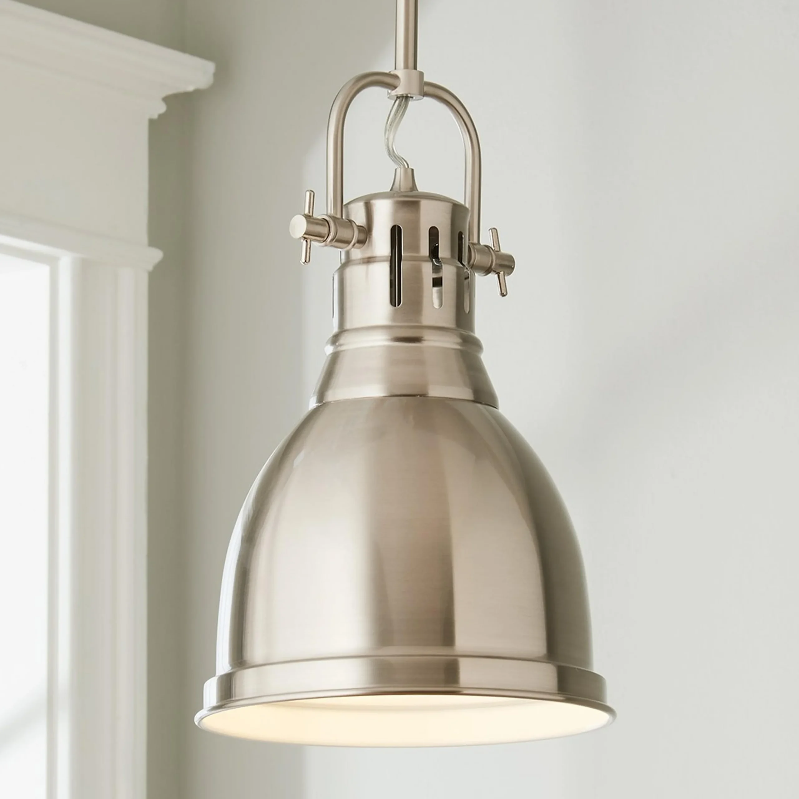 Classic Dome Shade Pendant Light with Rod - Small