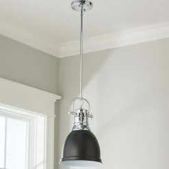 Classic Dome Shade Pendant Light with Rod - Small