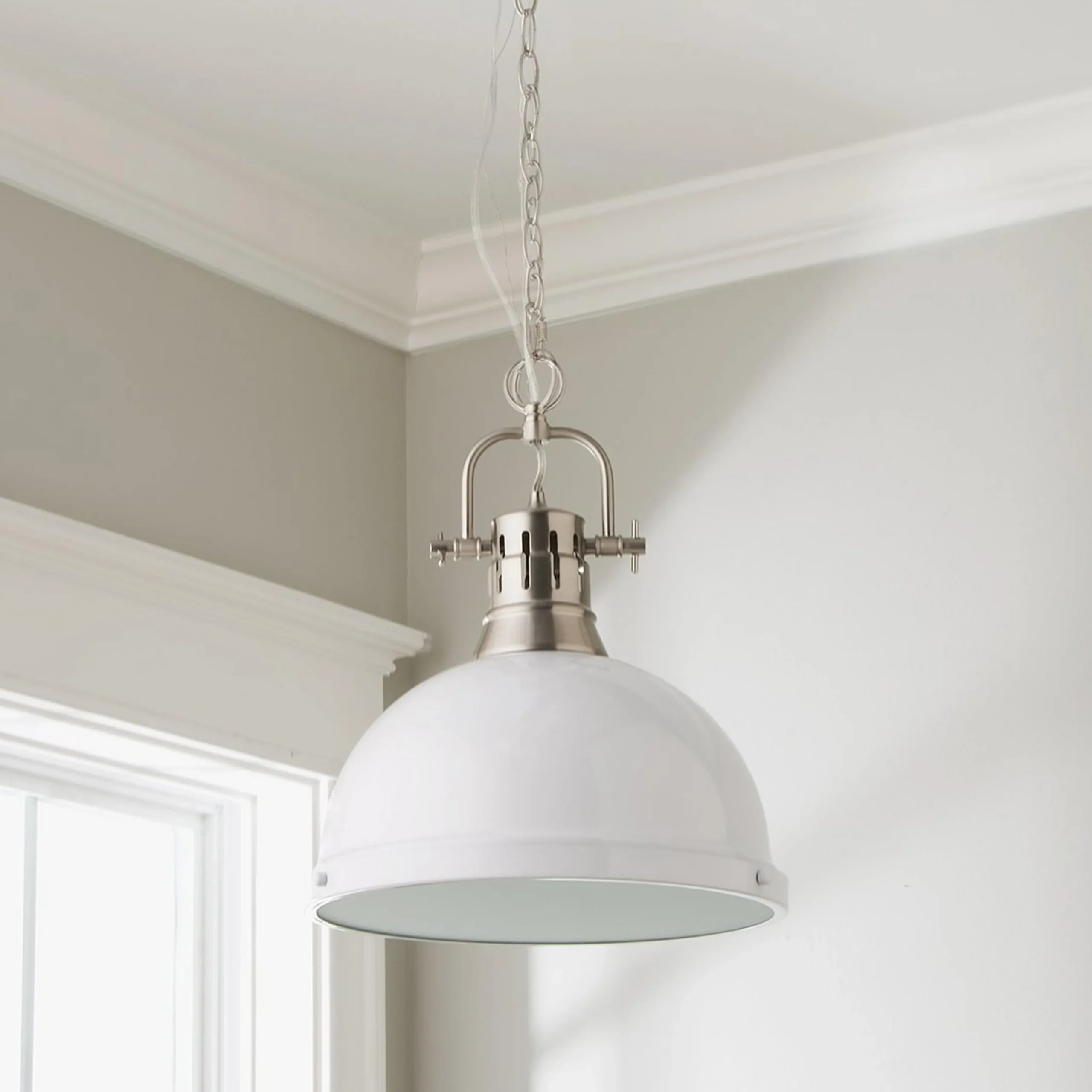 Classic Dome Shade Pendant Light with Chain - Large