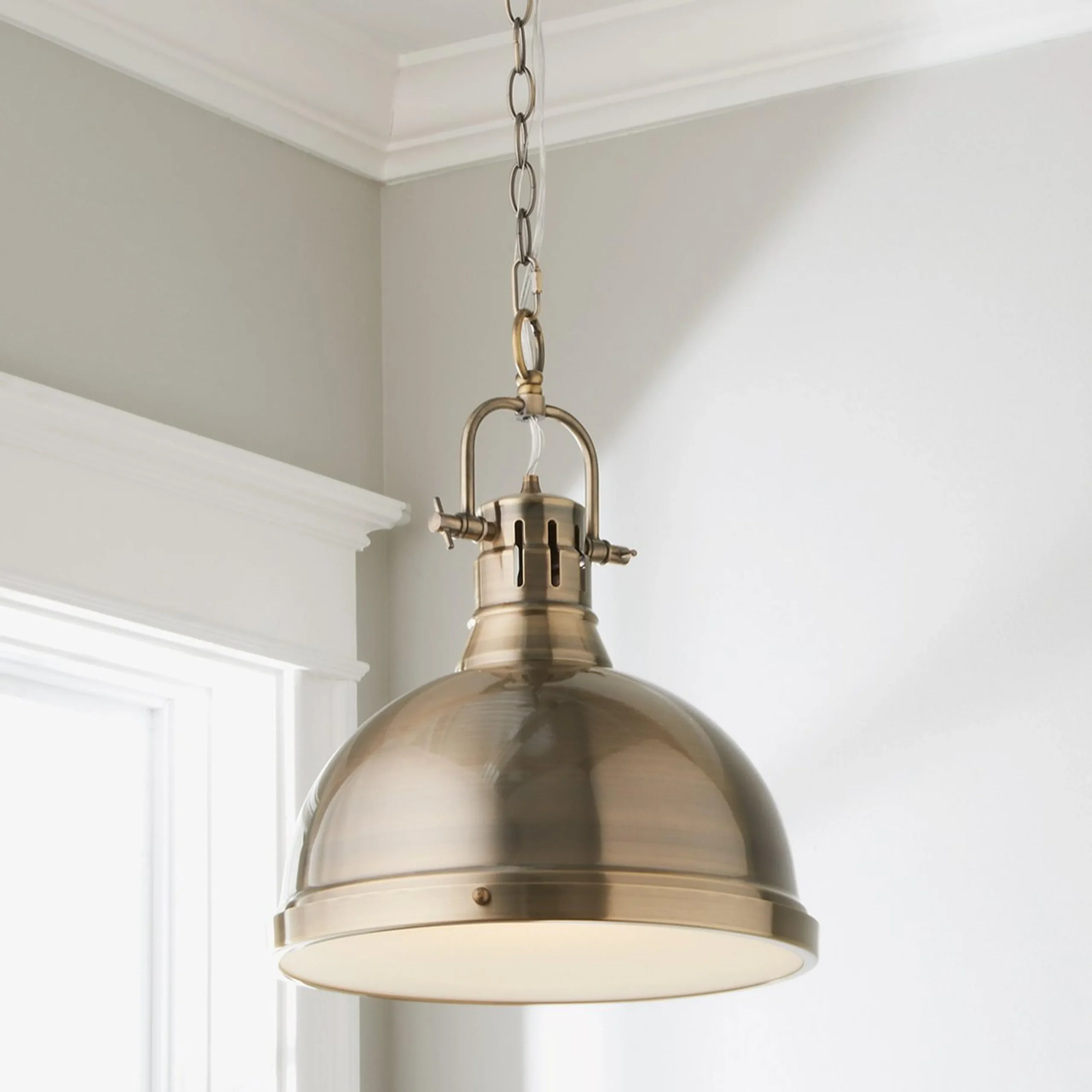 Classic Dome Shade Pendant Light with Chain - Large
