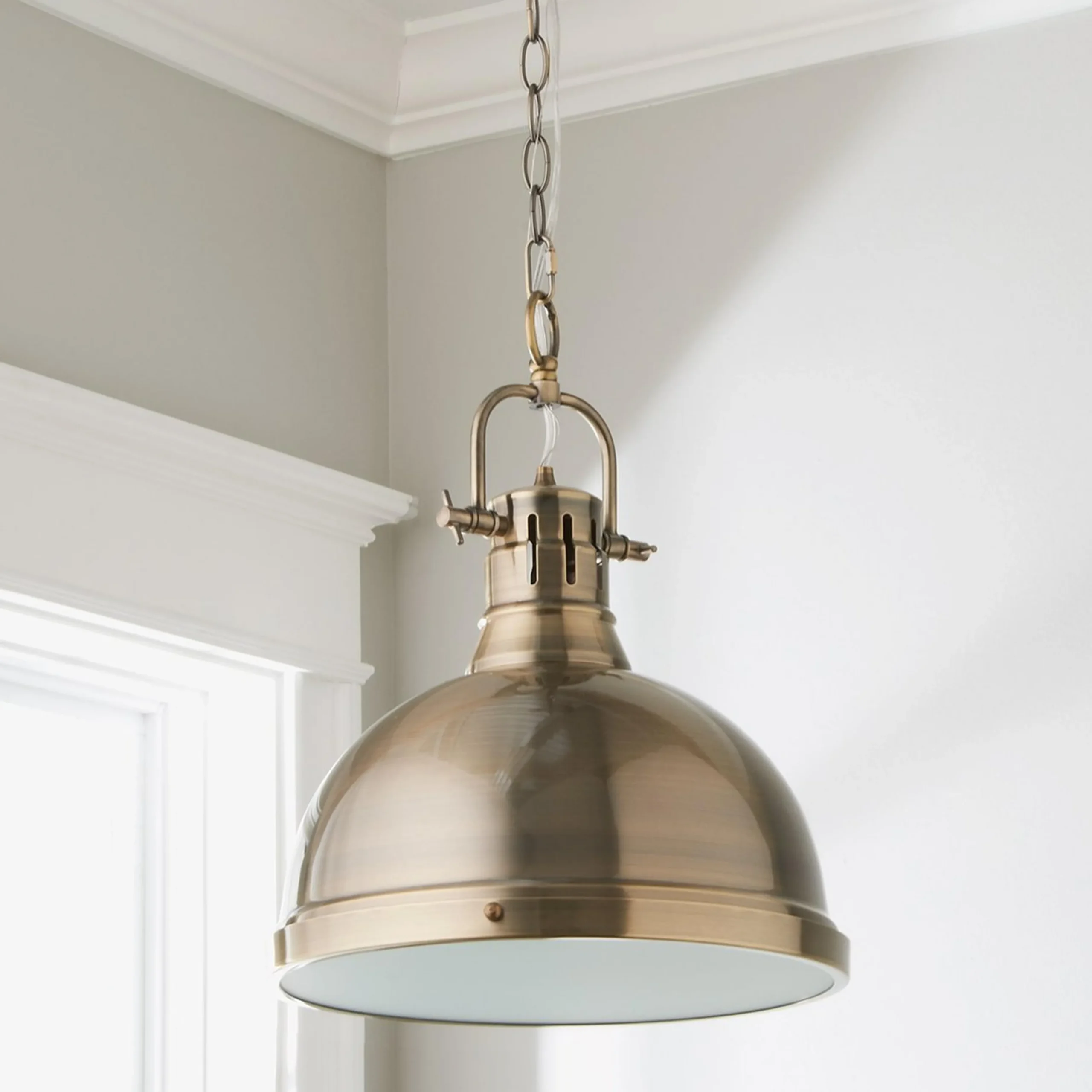 Classic Dome Shade Pendant Light with Chain - Large