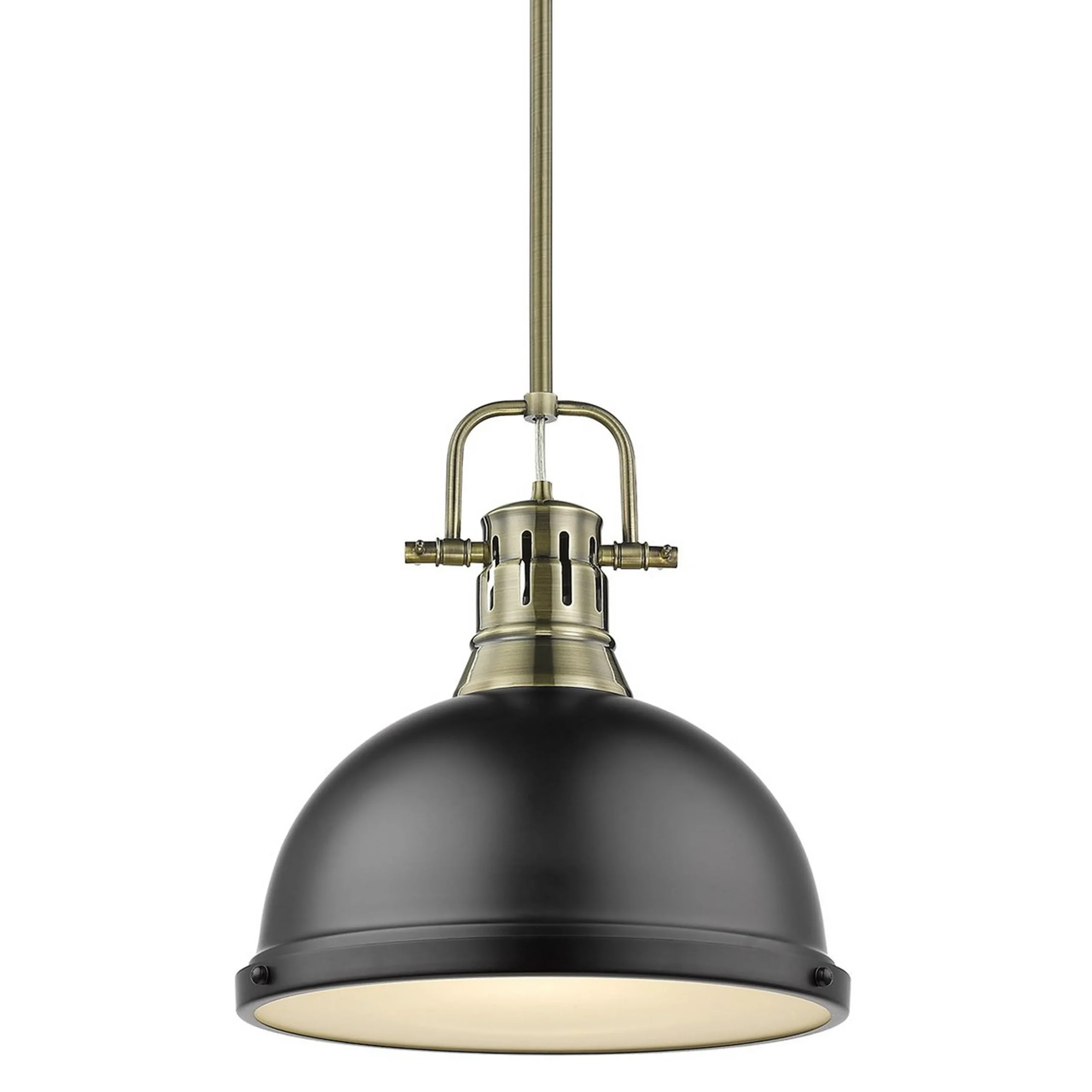 Classic Dome Shade Pendant Light with Rod - Large