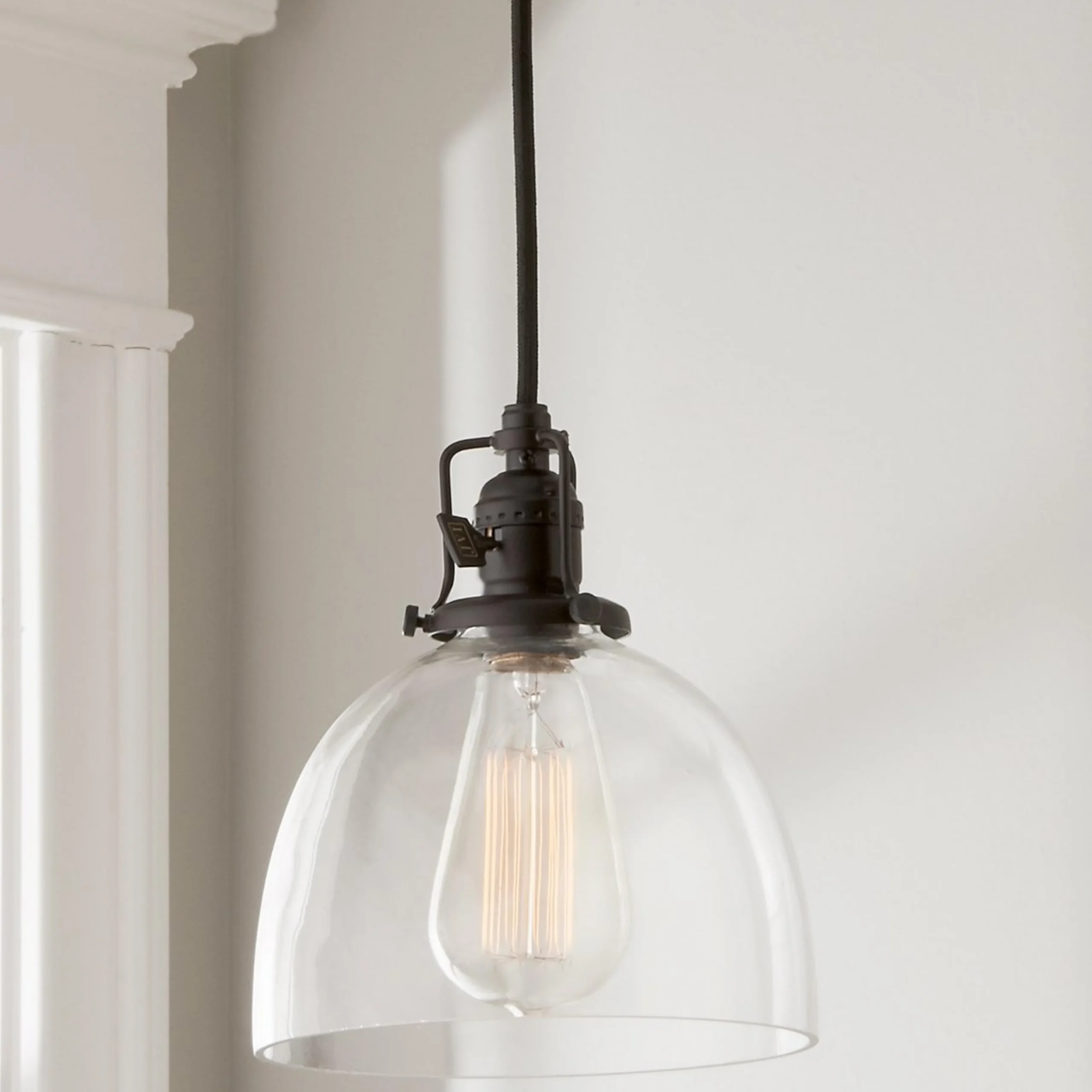 Clear Glass Dome Industrial Pendant