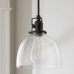 Clear Glass Dome Industrial Pendant