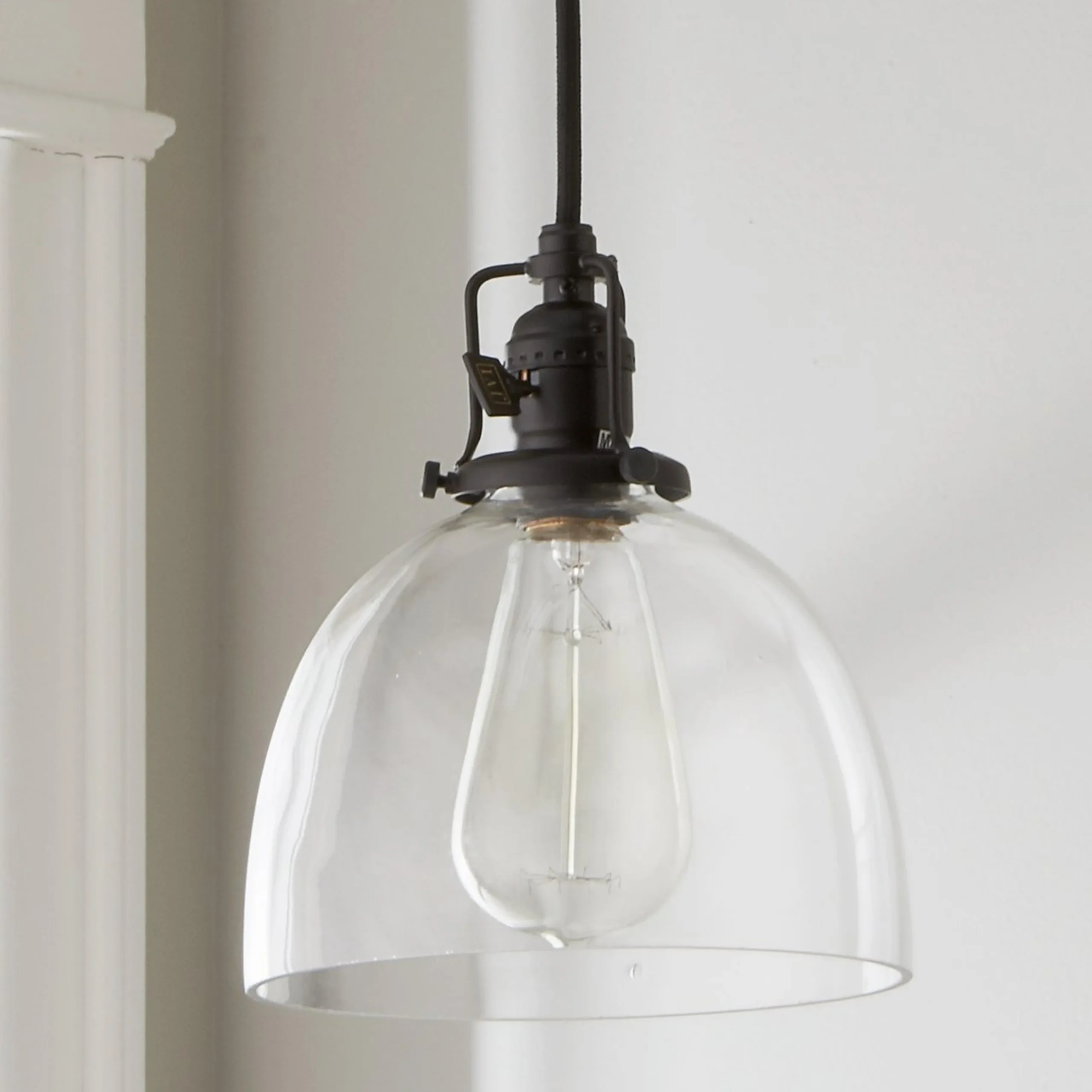 Clear Glass Dome Industrial Pendant