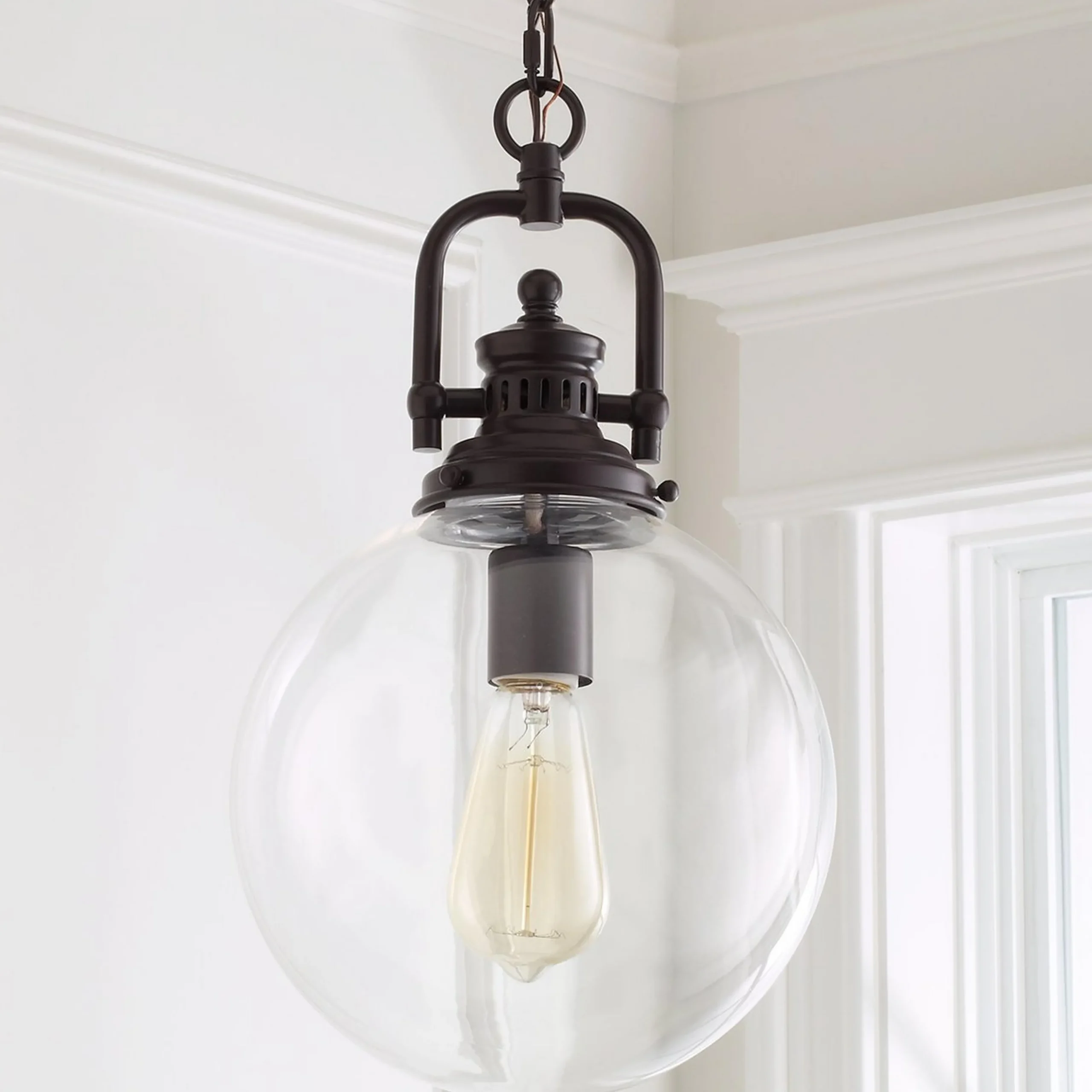 Clear Glass Globe Industrial Pendant