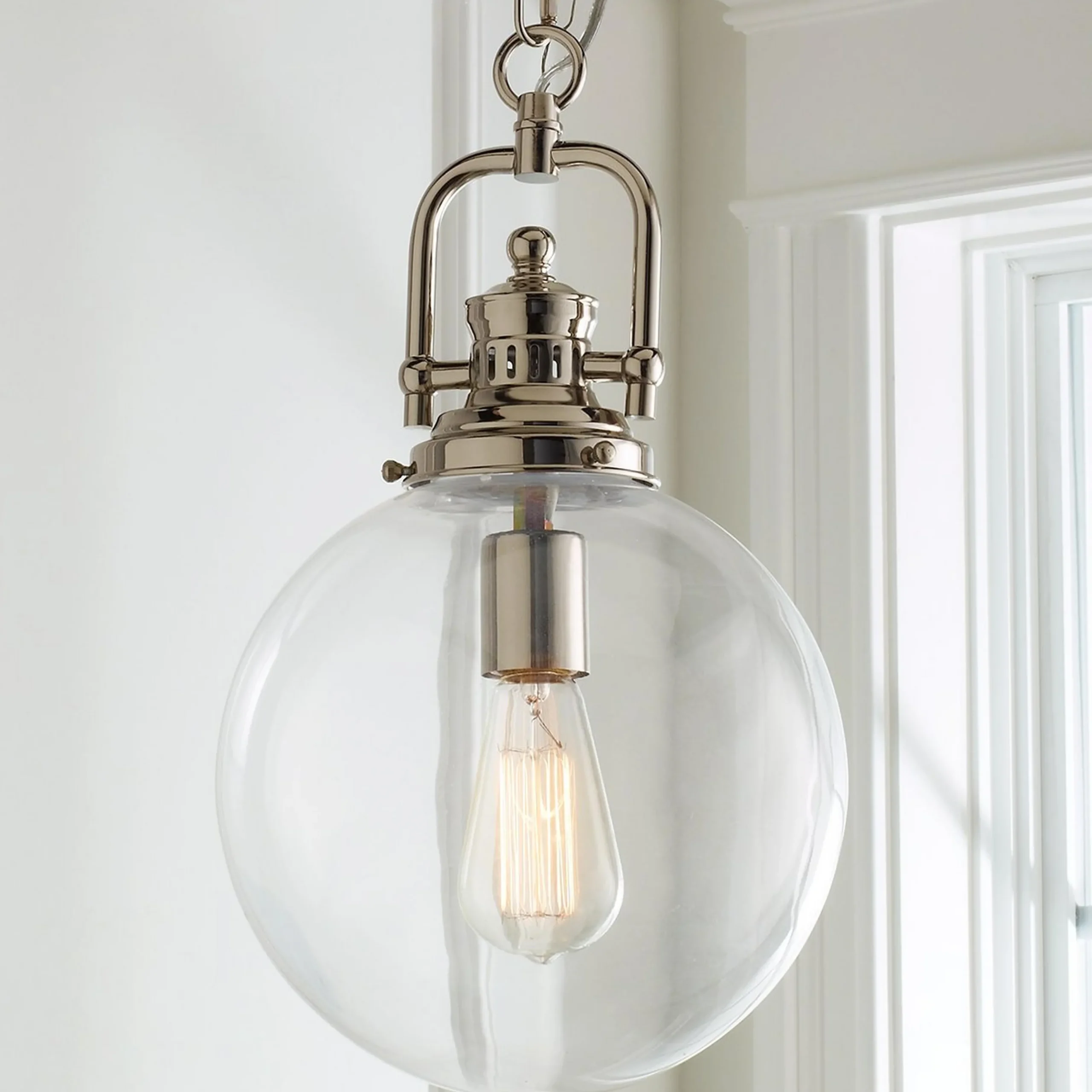 Clear Glass Globe Industrial Pendant
