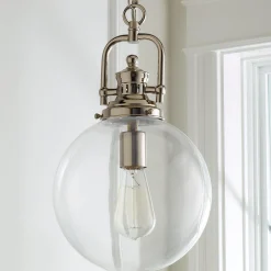 Clear Glass Globe Industrial Pendant
