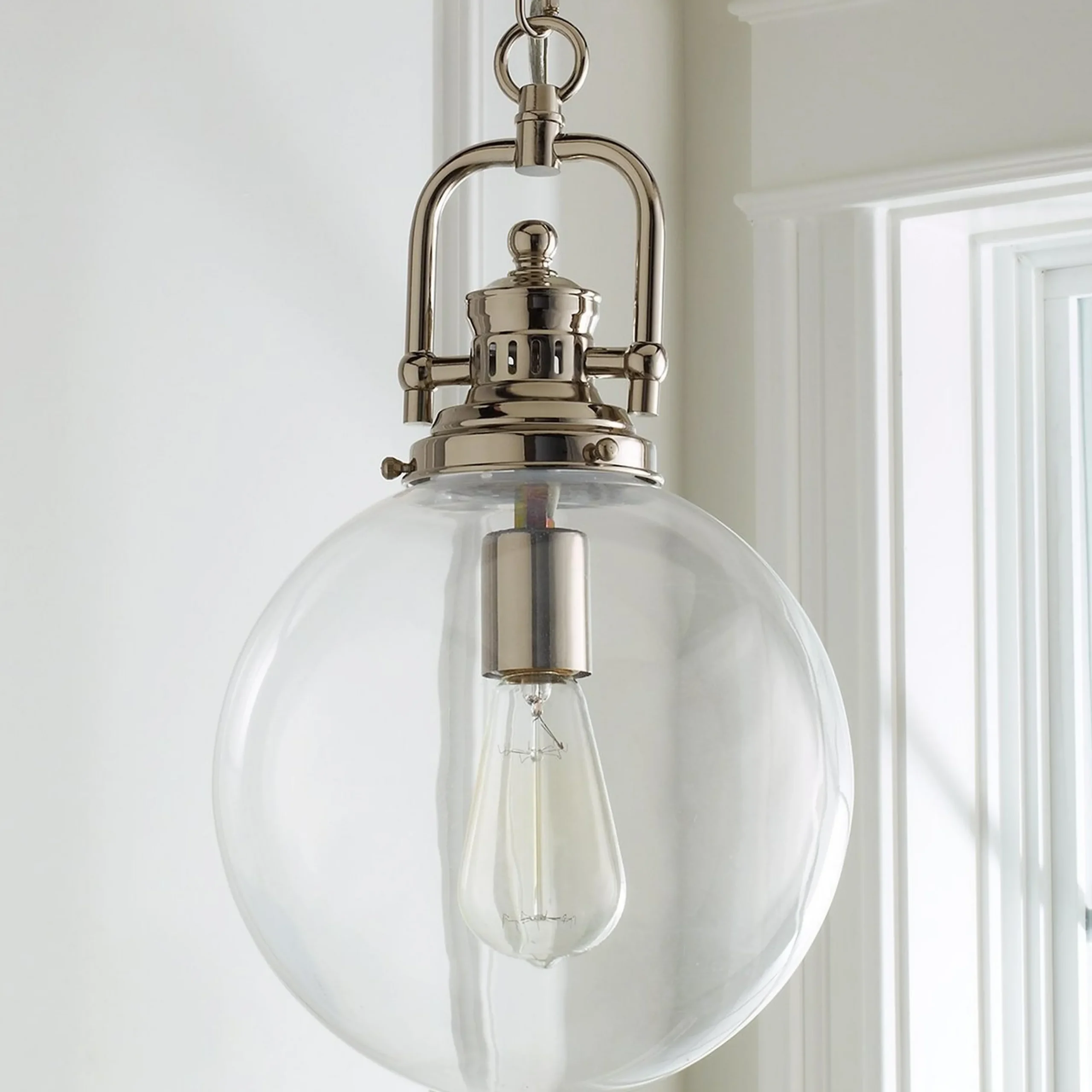 Clear Glass Globe Industrial Pendant