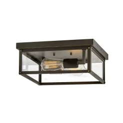 Clear Glass Square Outdoor Ceiling Light