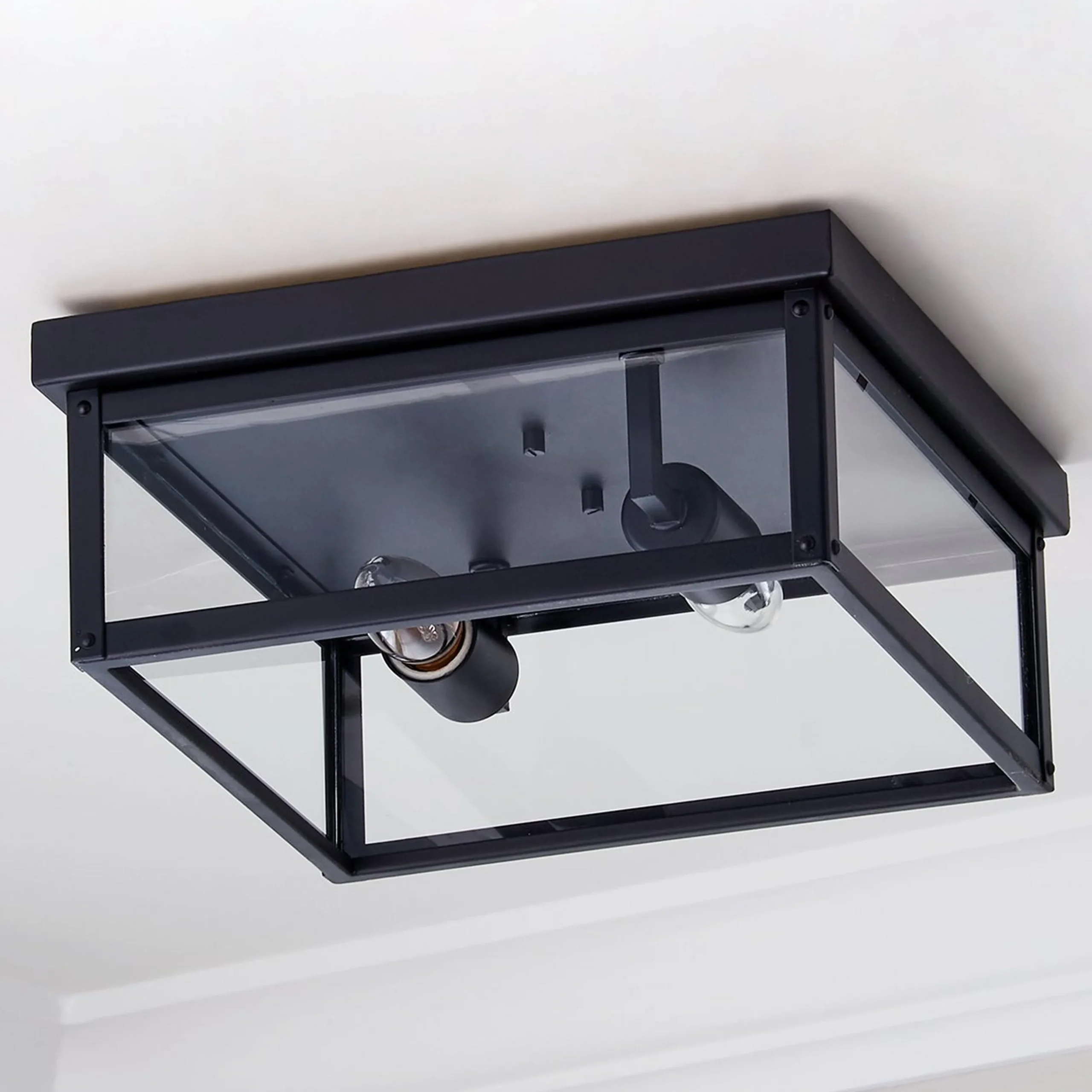 Clear Glass Square Outdoor Ceiling Light