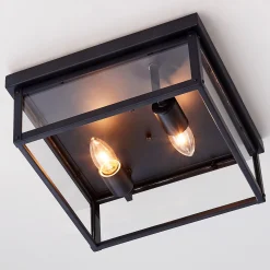 Clear Glass Square Outdoor Ceiling Light