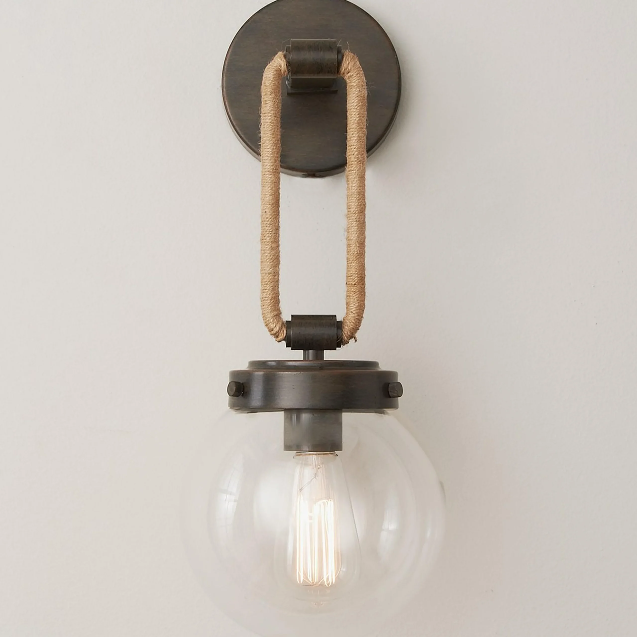 Coastal Cottage Rope Globe Sconce