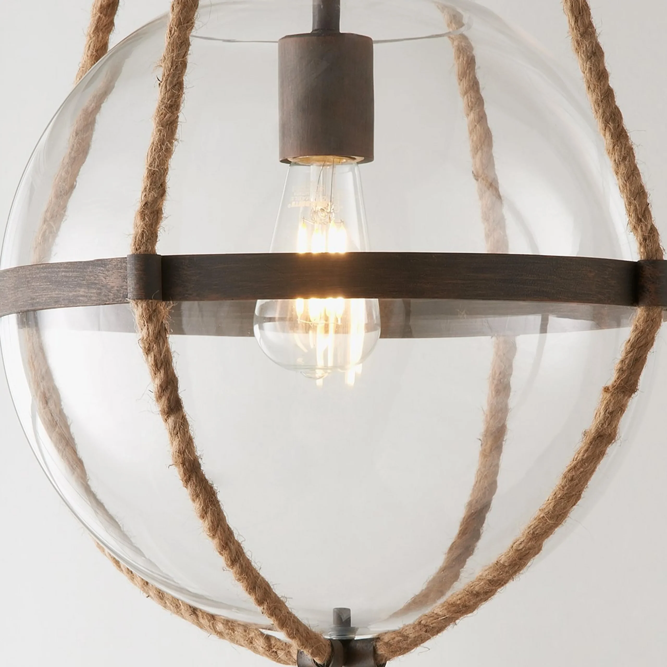 Coastal Cottage Rope Globe Pendant