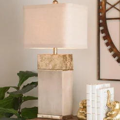 Concrete Block Gold Leaf Table Lamp