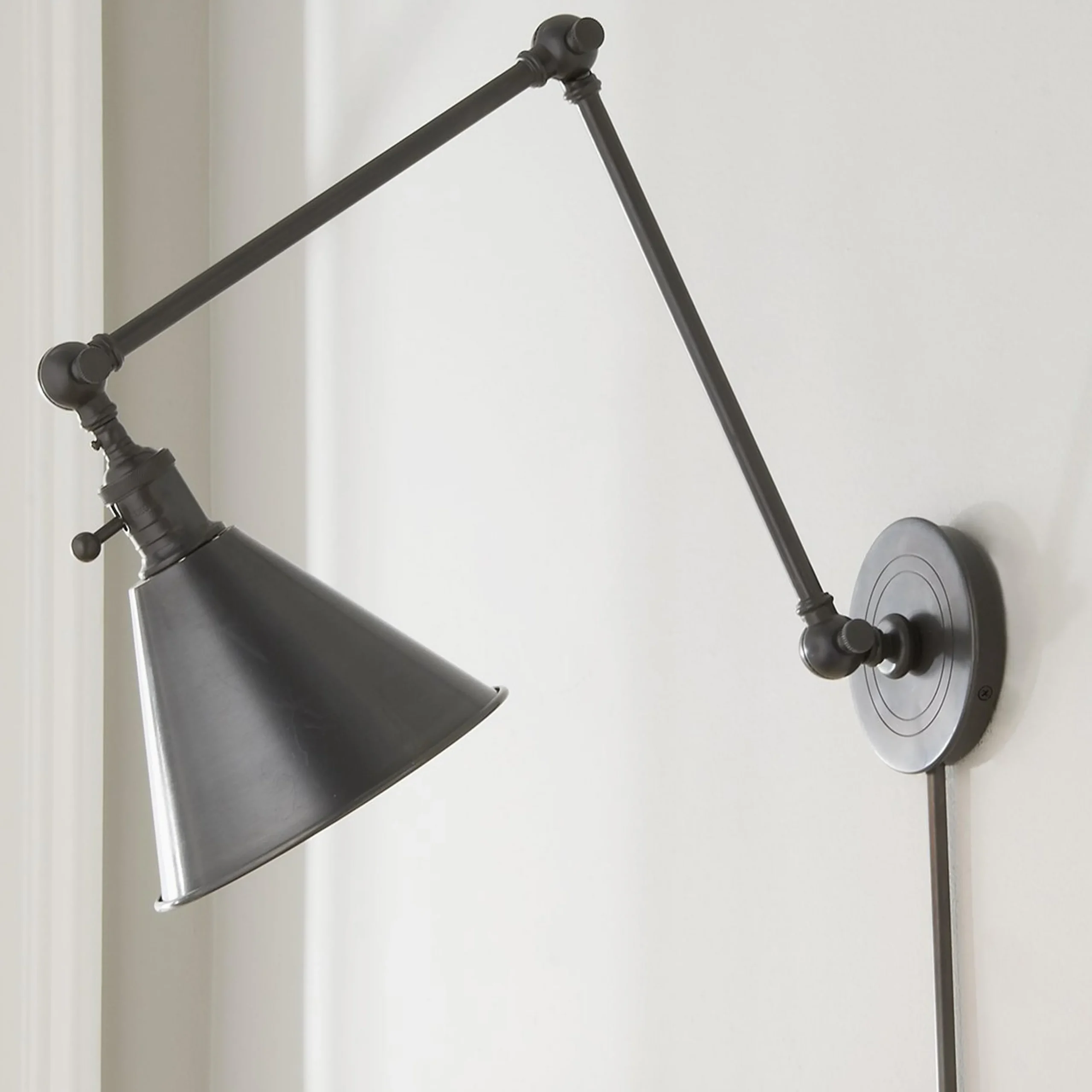 Cone Pivot Shade Double Joint Swing Arm