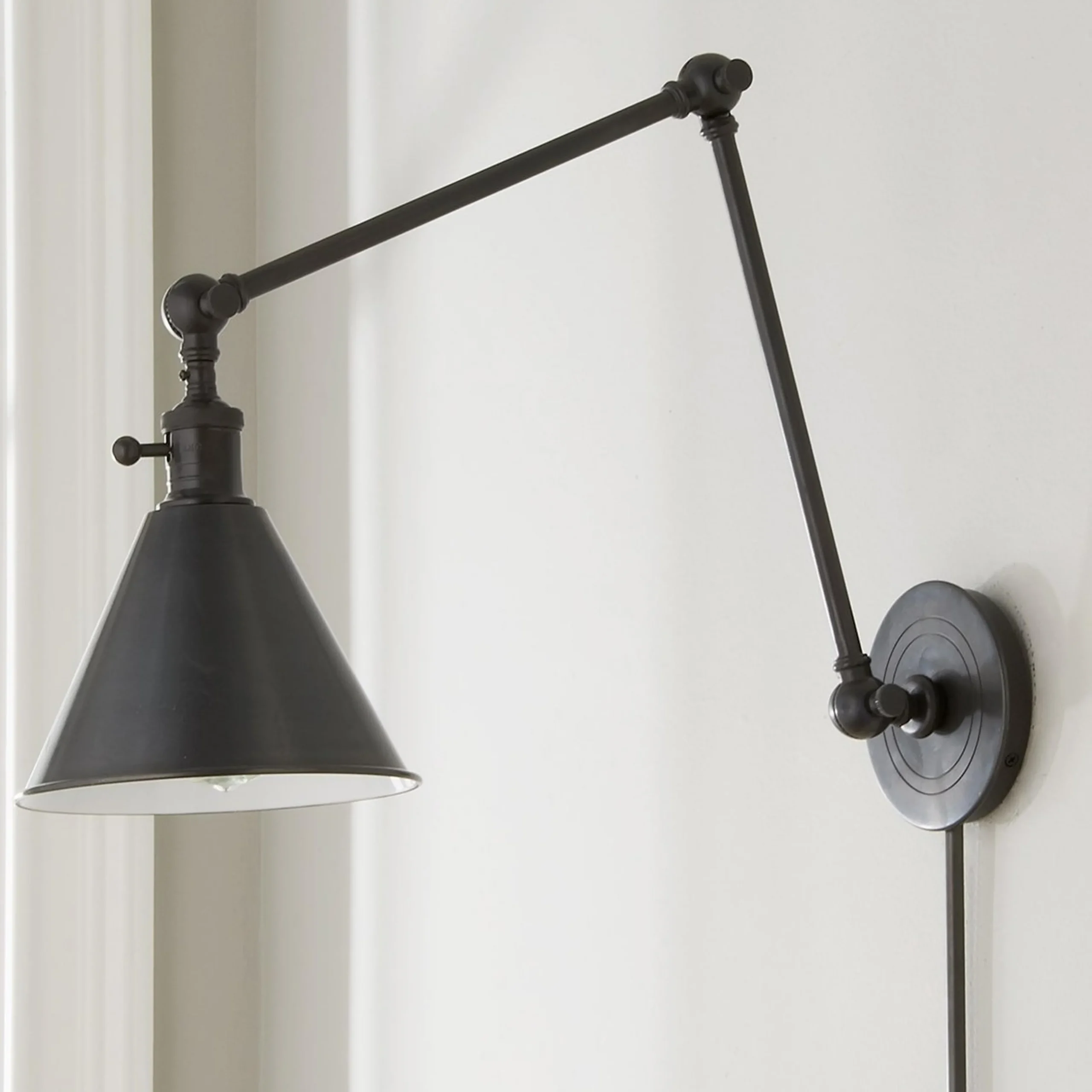 Cone Pivot Shade Double Joint Swing Arm