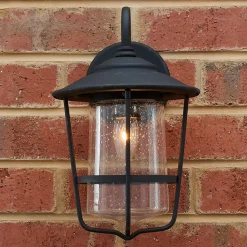 Contemporary Seeded Glass Outdoor Sconce - Small