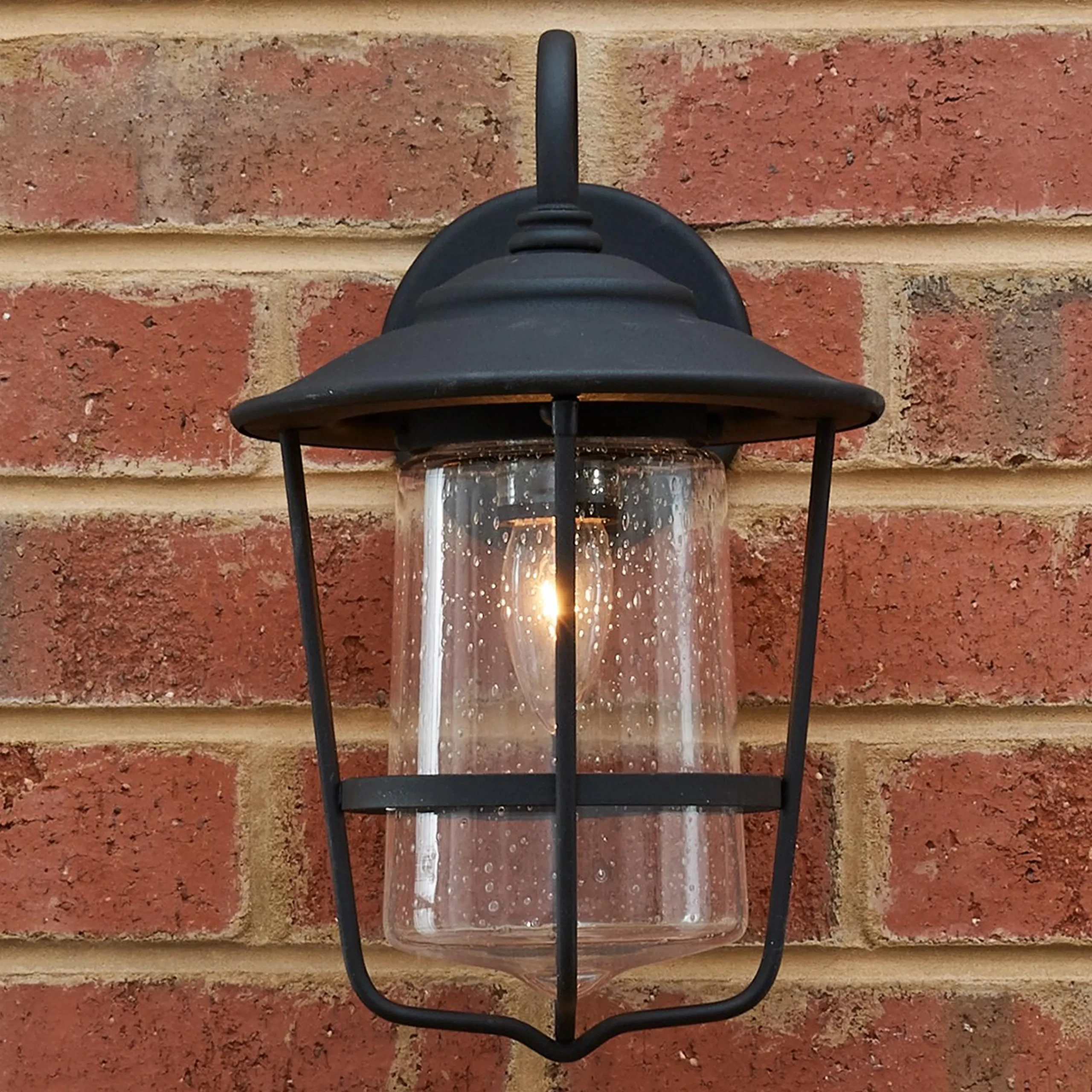 Contemporary Seeded Glass Outdoor Sconce - Small