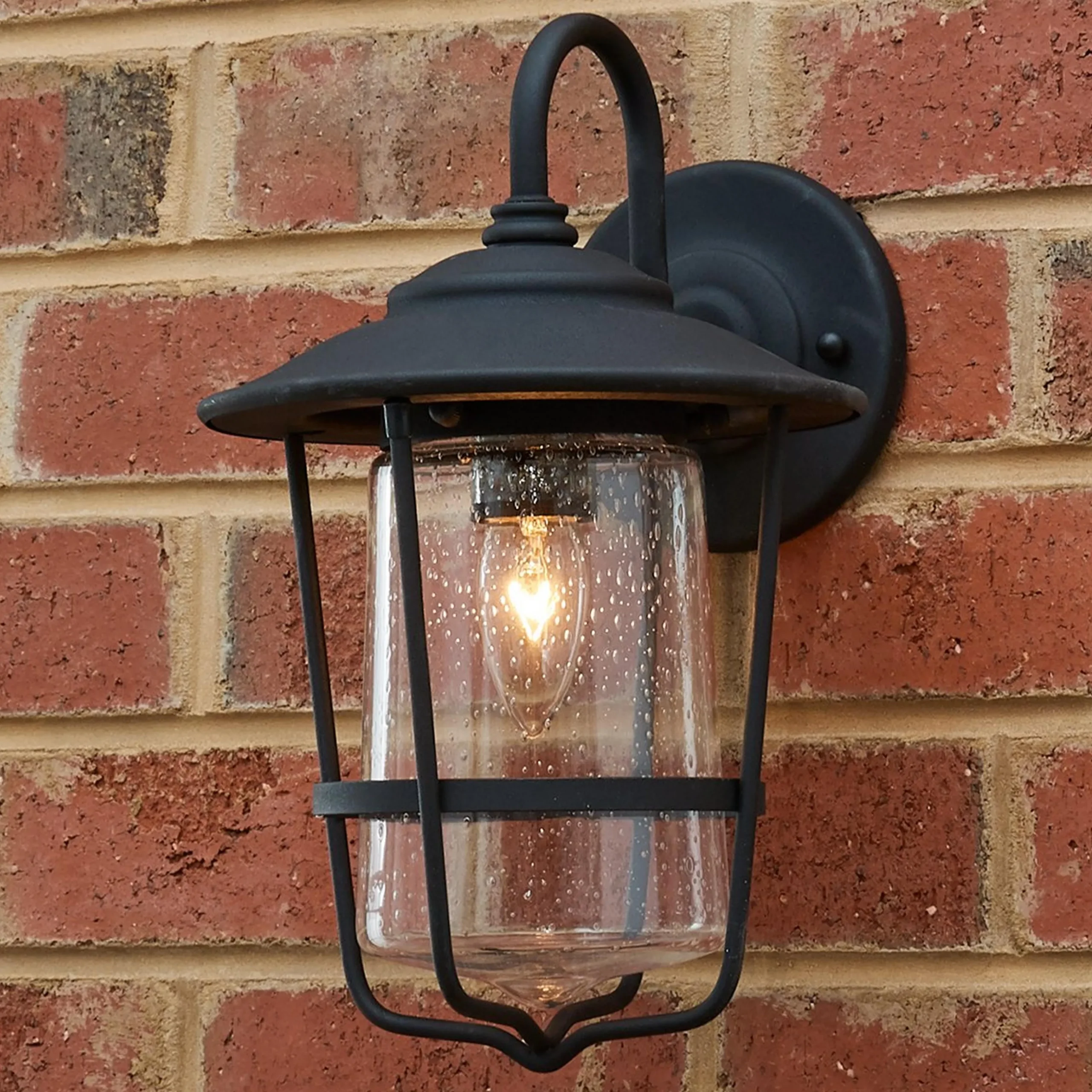 Contemporary Seeded Glass Outdoor Sconce - Small