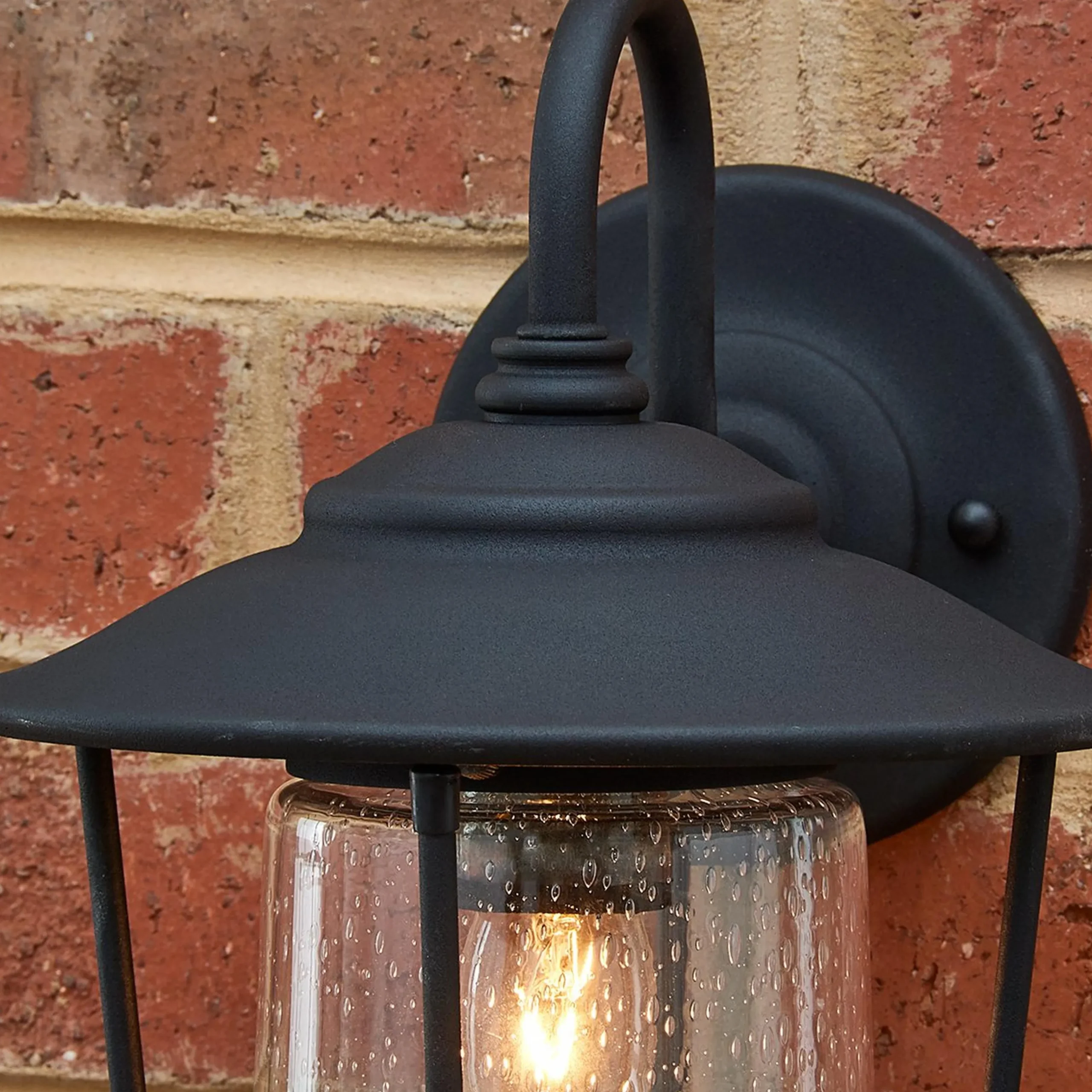 Contemporary Seeded Glass Outdoor Sconce - Small