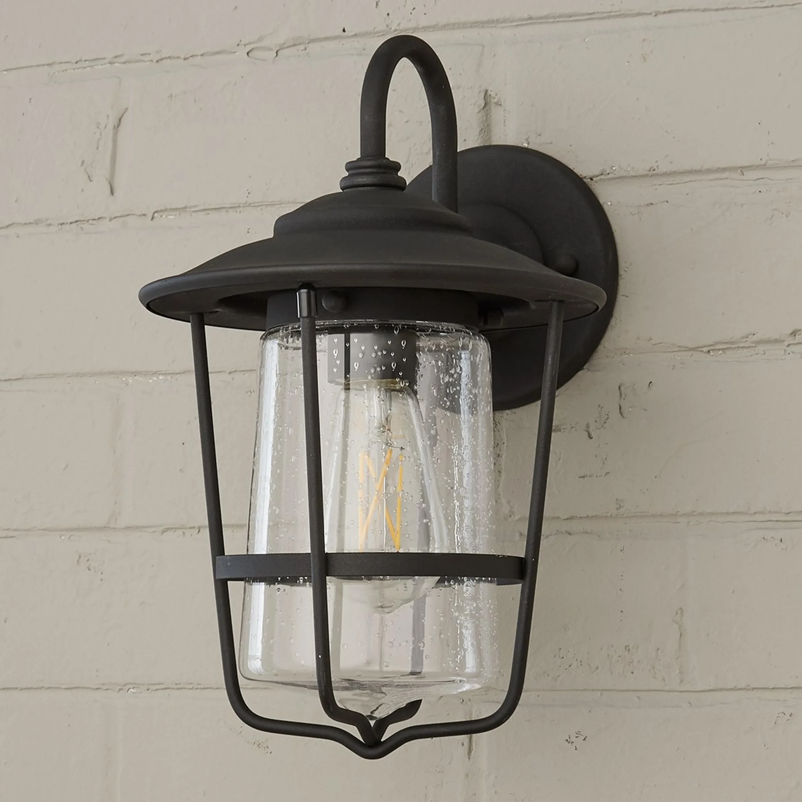 Contemporary Seeded Glass Outdoor Sconce - Small