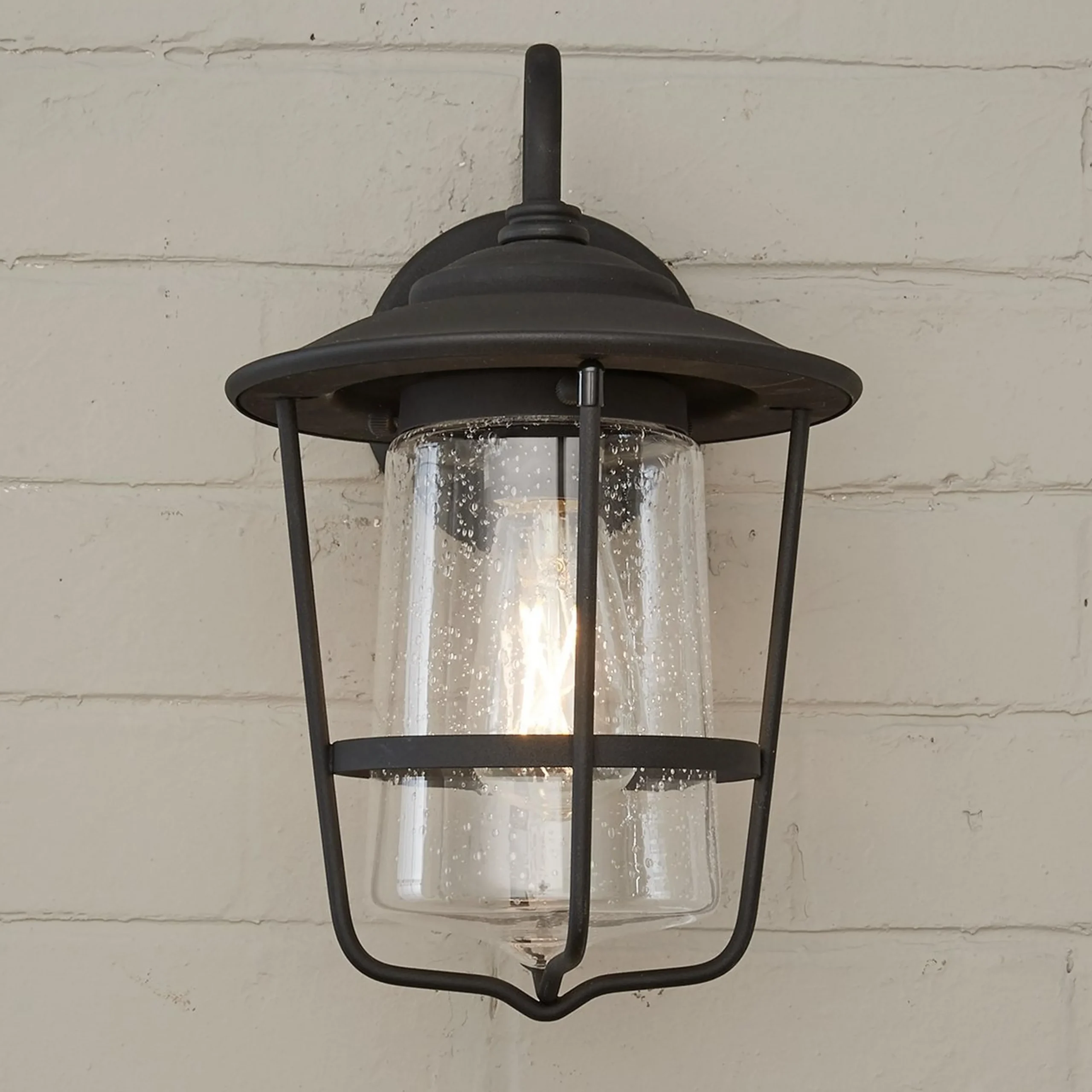 Contemporary Seeded Glass Outdoor Sconce - Small