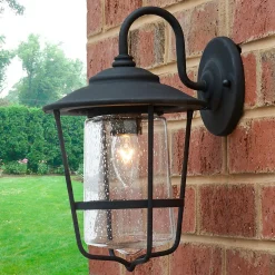 Contemporary Seeded Glass Outdoor Sconce - Small