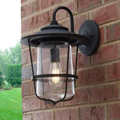 Contemporary Seeded Glass Outdoor Sconce - Medium