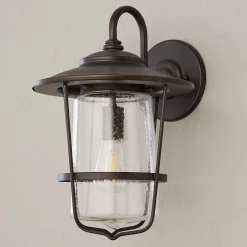 Contemporary Seeded Glass Outdoor Sconce - Medium