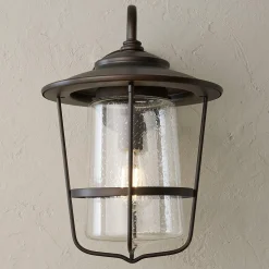 Contemporary Seeded Glass Outdoor Sconce - Medium