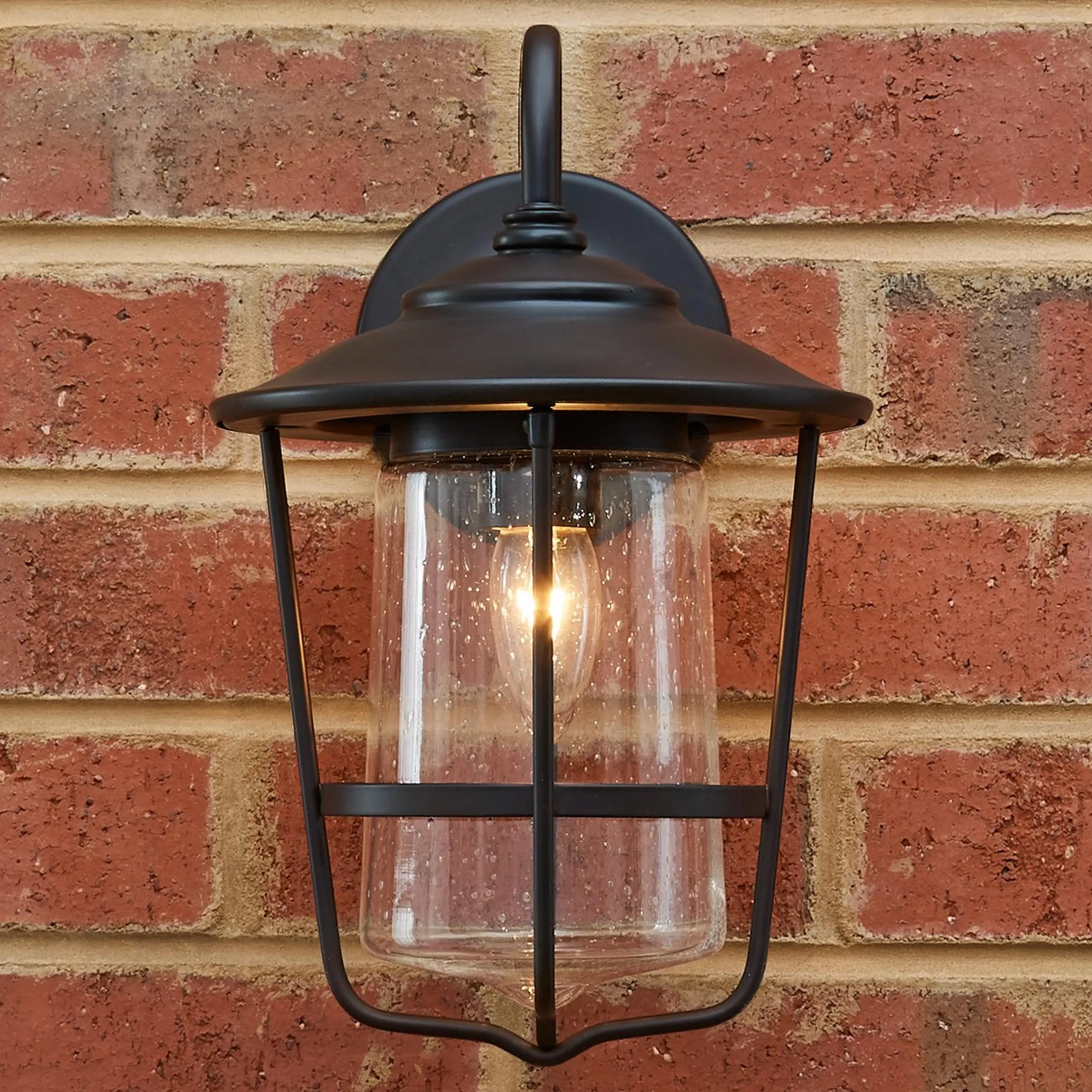 Contemporary Seeded Glass Outdoor Sconce - Small