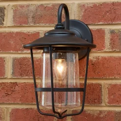 Contemporary Seeded Glass Outdoor Sconce - Small