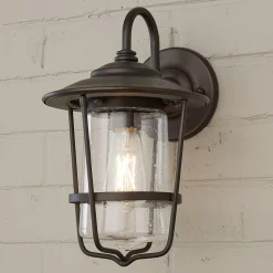 Contemporary Seeded Glass Outdoor Sconce - Small