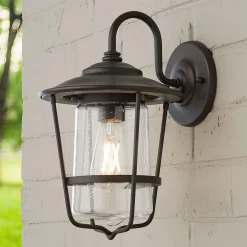 Contemporary Seeded Glass Outdoor Sconce - Small