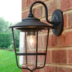 Contemporary Seeded Glass Outdoor Sconce - Small