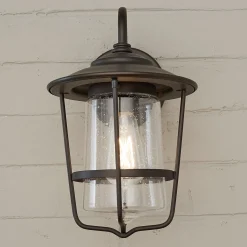 Contemporary Seeded Glass Outdoor Sconce - Small
