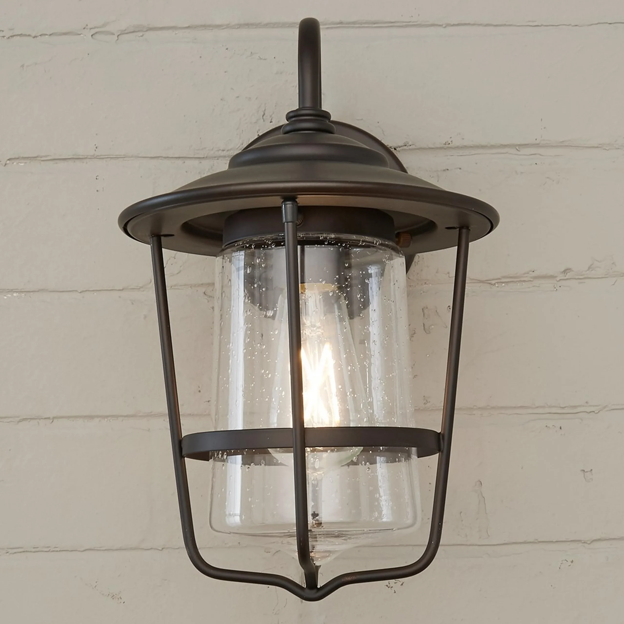 Contemporary Seeded Glass Outdoor Sconce - Small
