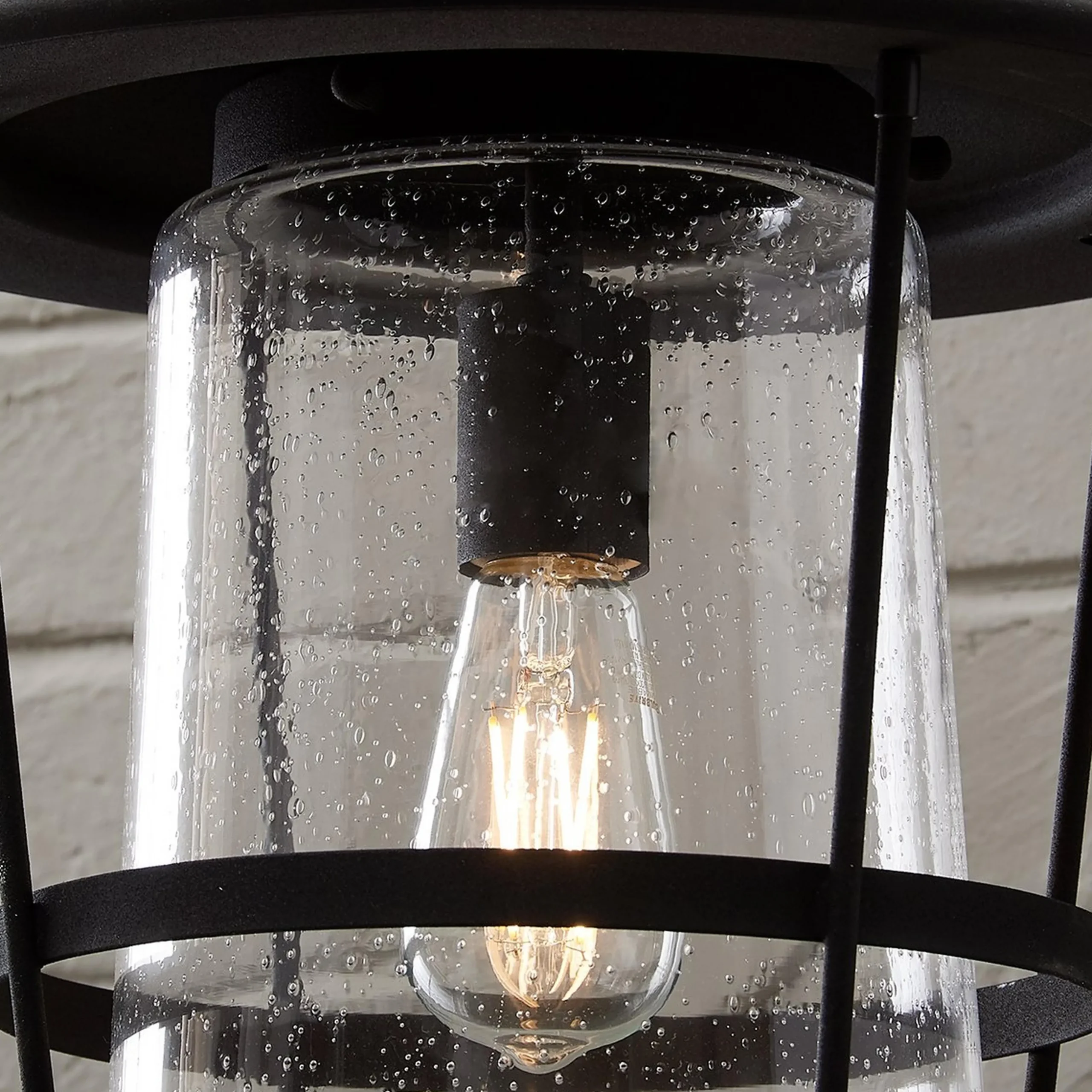 Contemporary Seeded Glass Outdoor Pendant