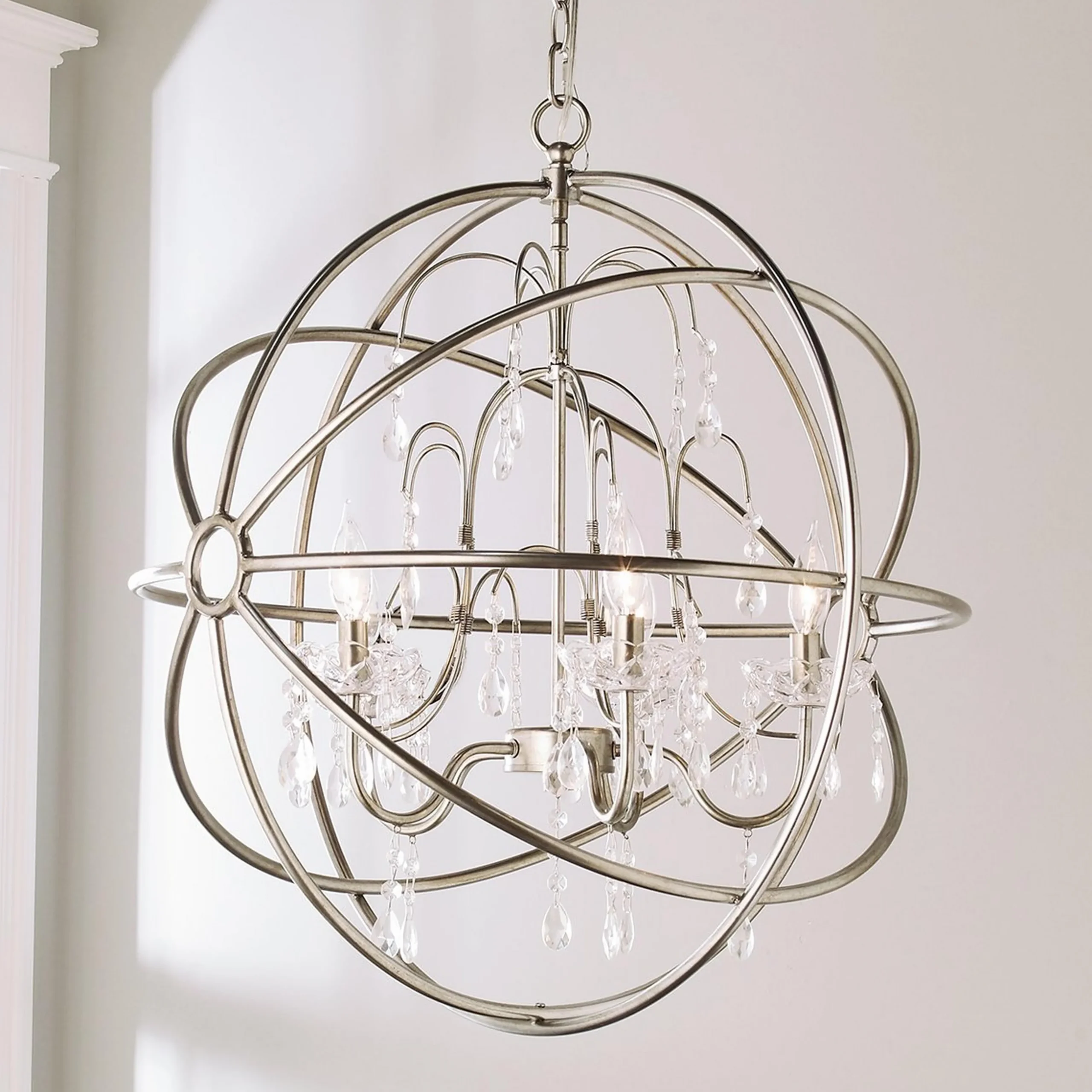 Crystal and Metal Orb Chandelier