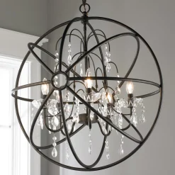 Crystal and Metal Orb Chandelier