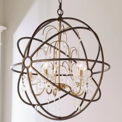 Crystal and Metal Orb Chandelier