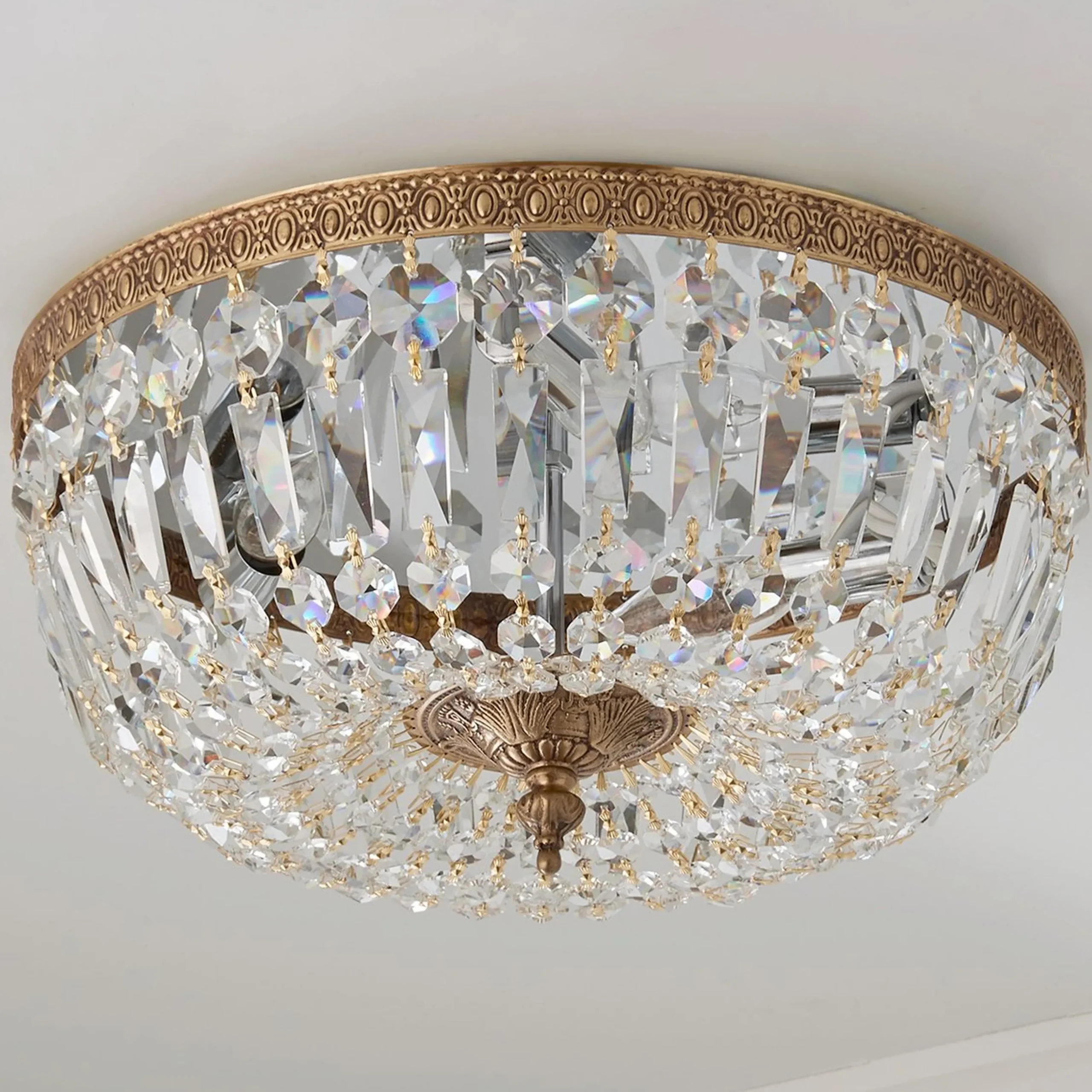 Cut Crystal Basket Ceiling Light - Large