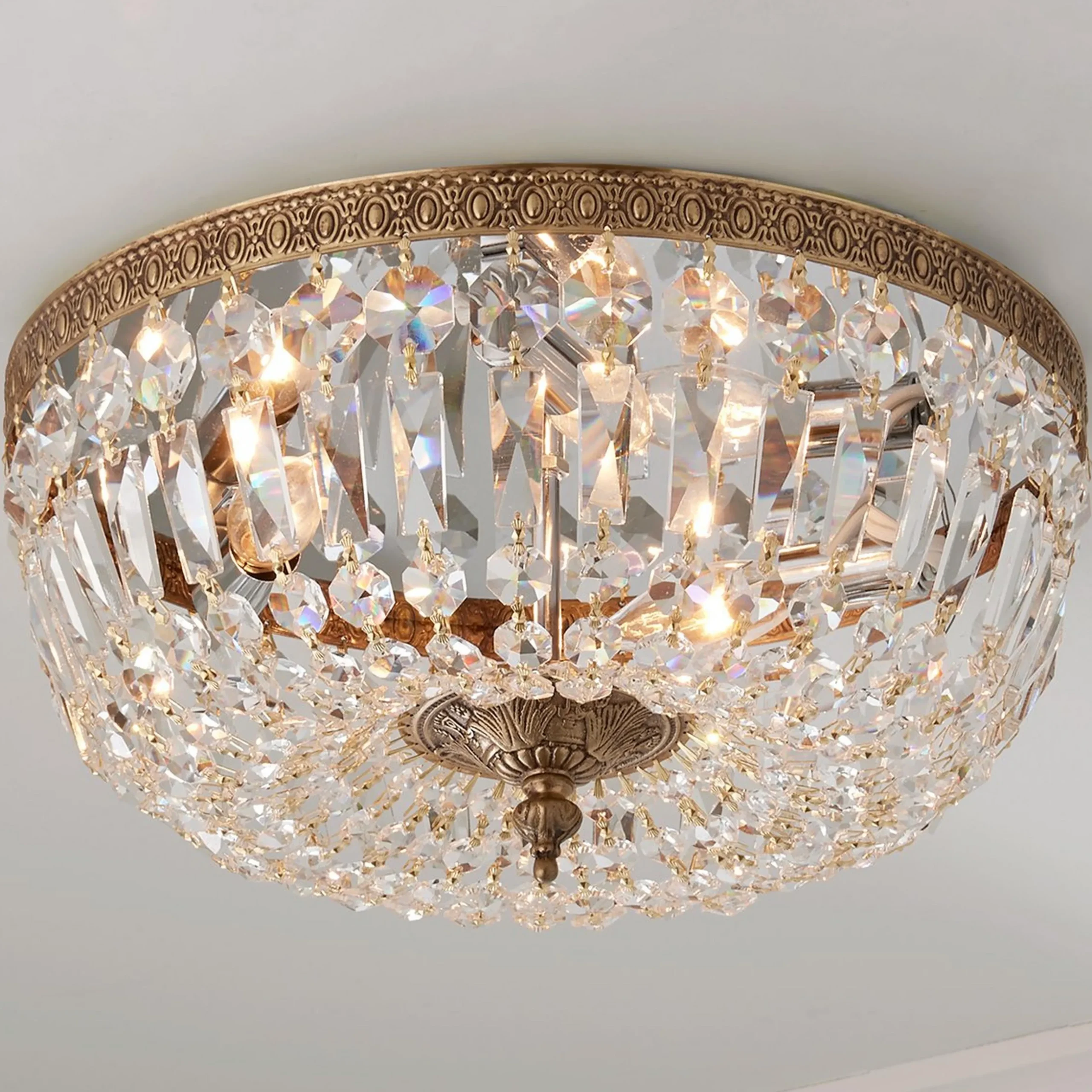 Cut Crystal Basket Ceiling Light - Large