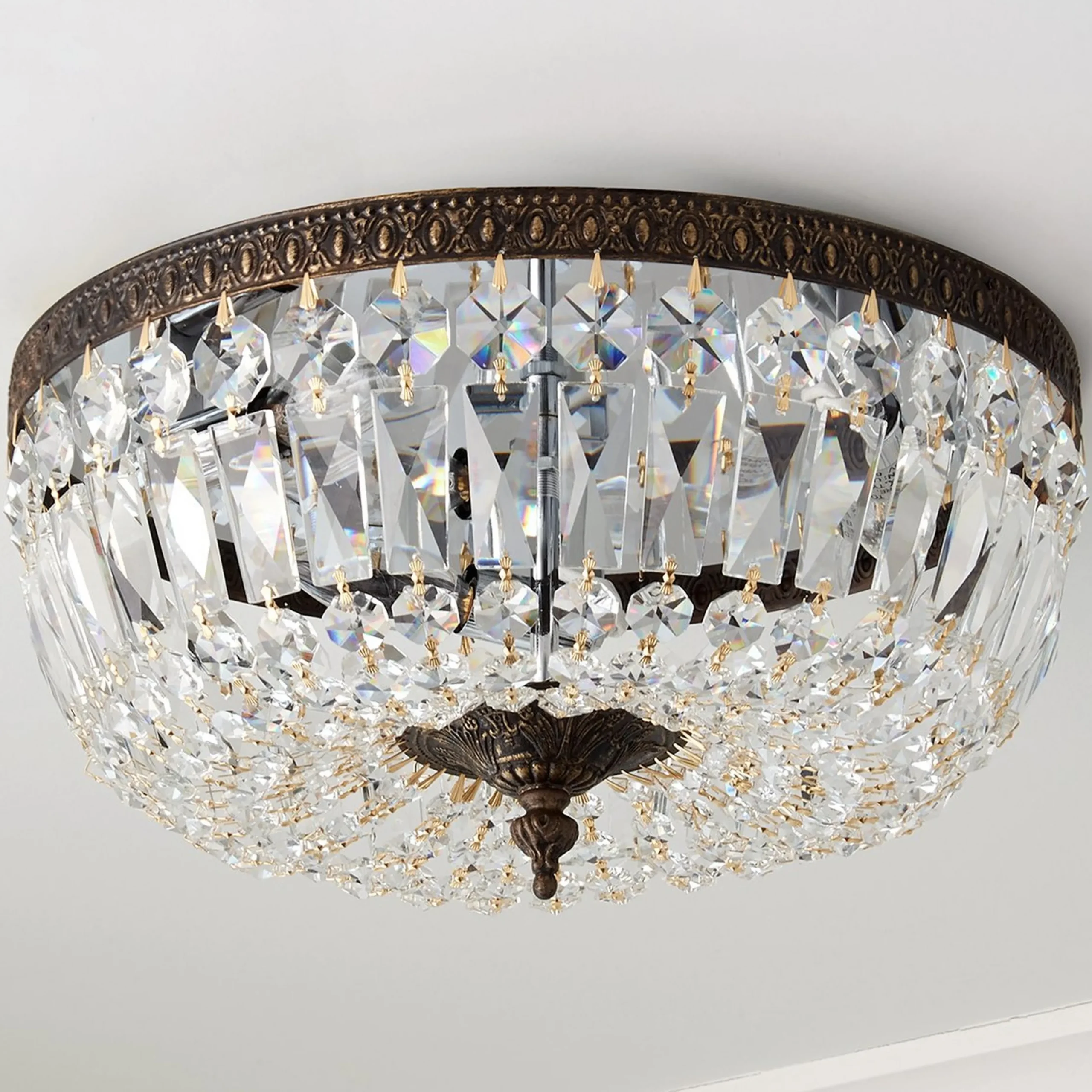 Cut Crystal Basket Ceiling Light - Large