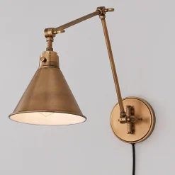 Cyrus Arched Swing Arm Sconce - Metal Shade